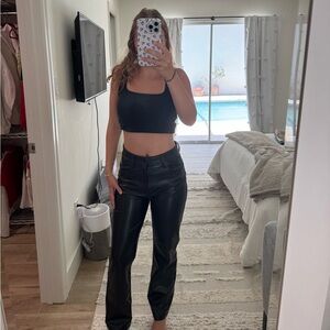 Abercrombie & Fitch Black Straight Leg Vegan Leather Pants